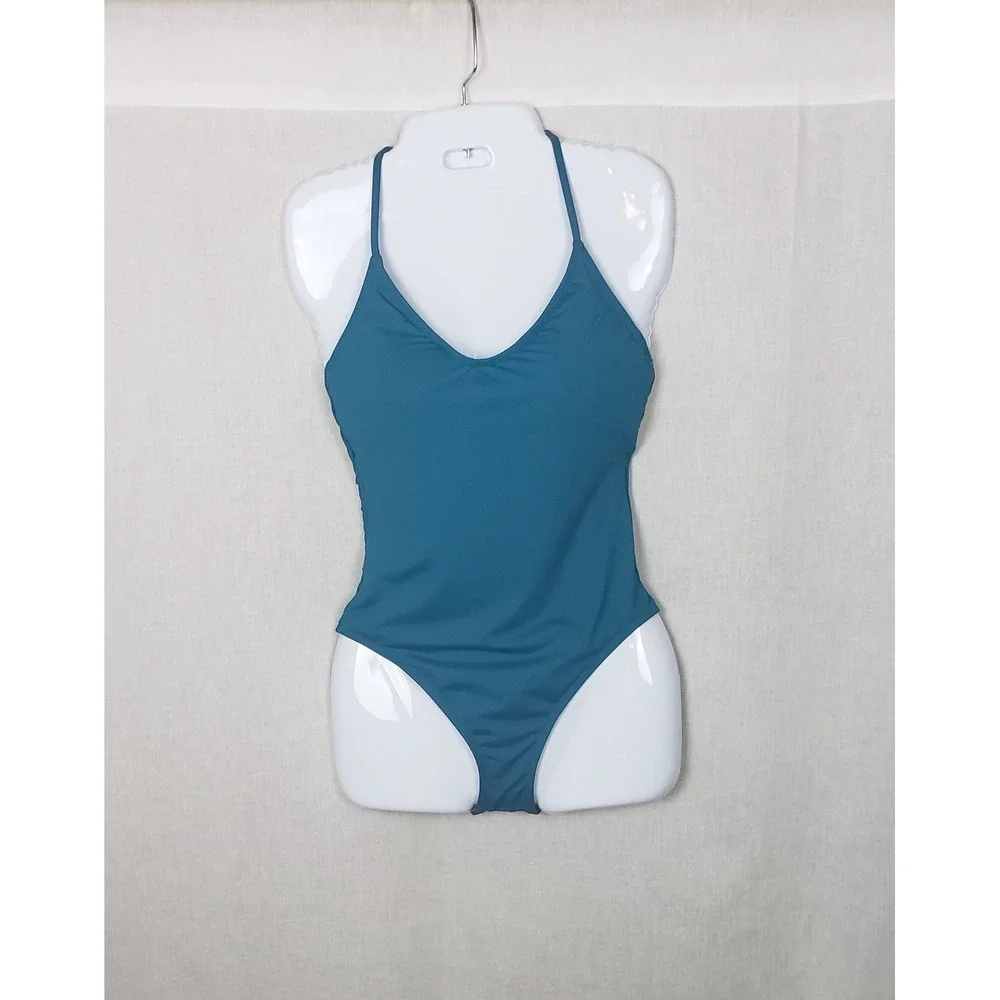 La Blanca Teal Blue Strappy Cage Back One Piece Swimsuit 6 Beach Resortwear‎